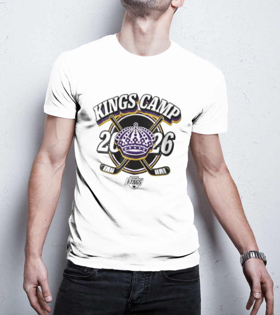 Kings Camp 2026 Los Angeles Crown Crossed Hockey Sticks T-Shirt