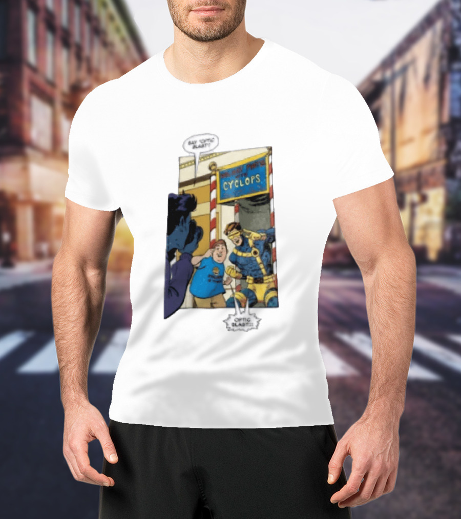Cyclops Optic Blast Pose Comic Panel Marvel X Men Humor T-Shirt