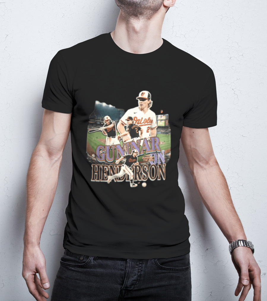 Baltimore Orioles Gunnar Henderson The Gun Baseball Player Action Shots T-Shirt