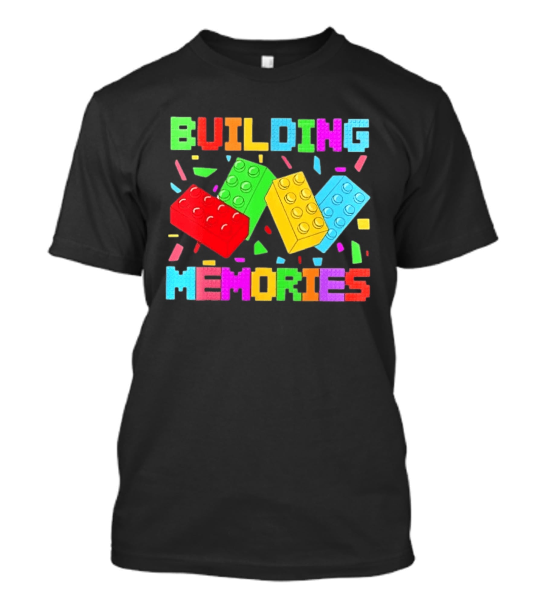 Building Brick Block Memories Colorful Confetti Celebration T-Shirt