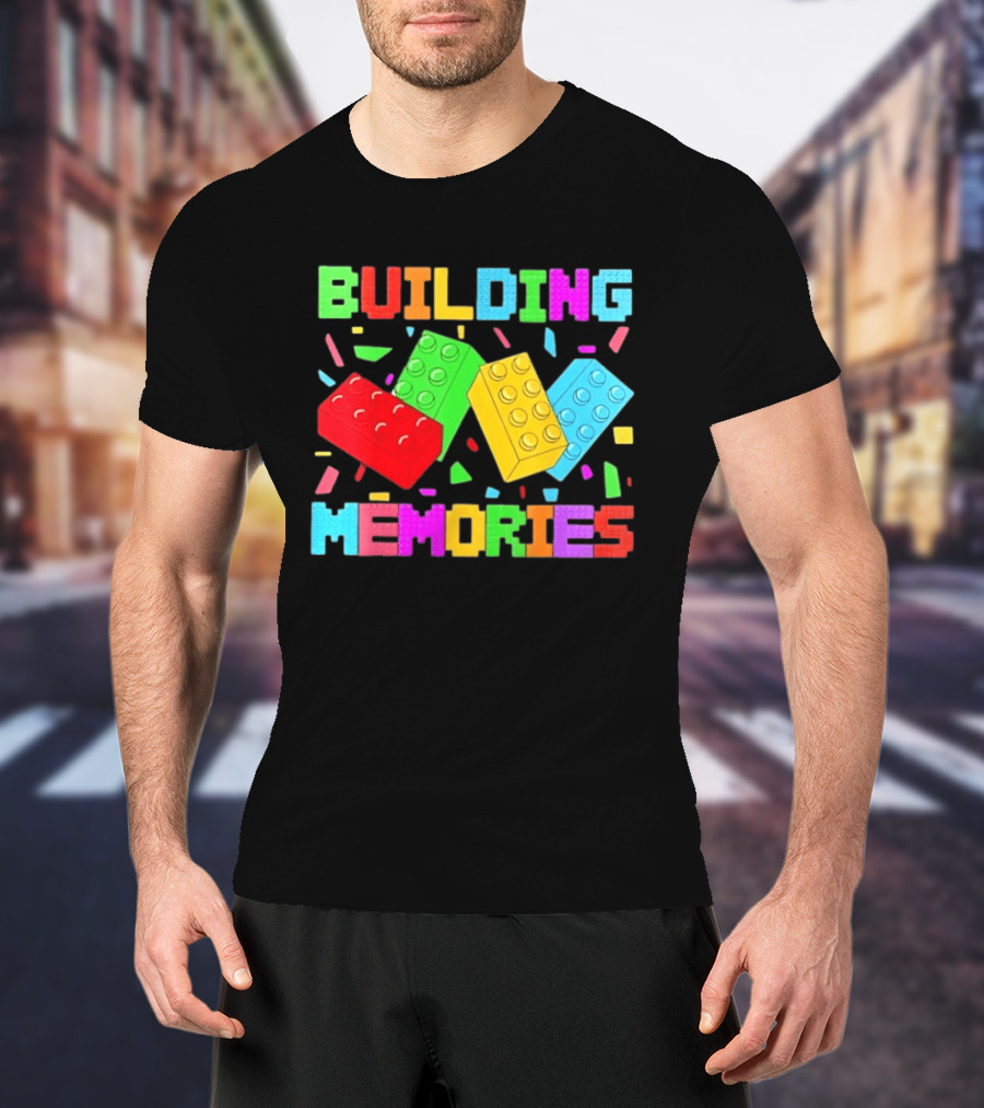 Building Brick Block Memories Colorful Confetti Celebration T-Shirt