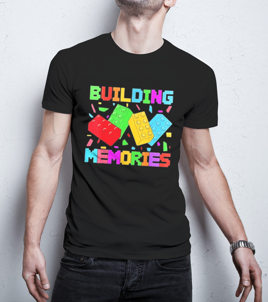 Building Brick Block Memories Colorful Confetti Celebration T-Shirt