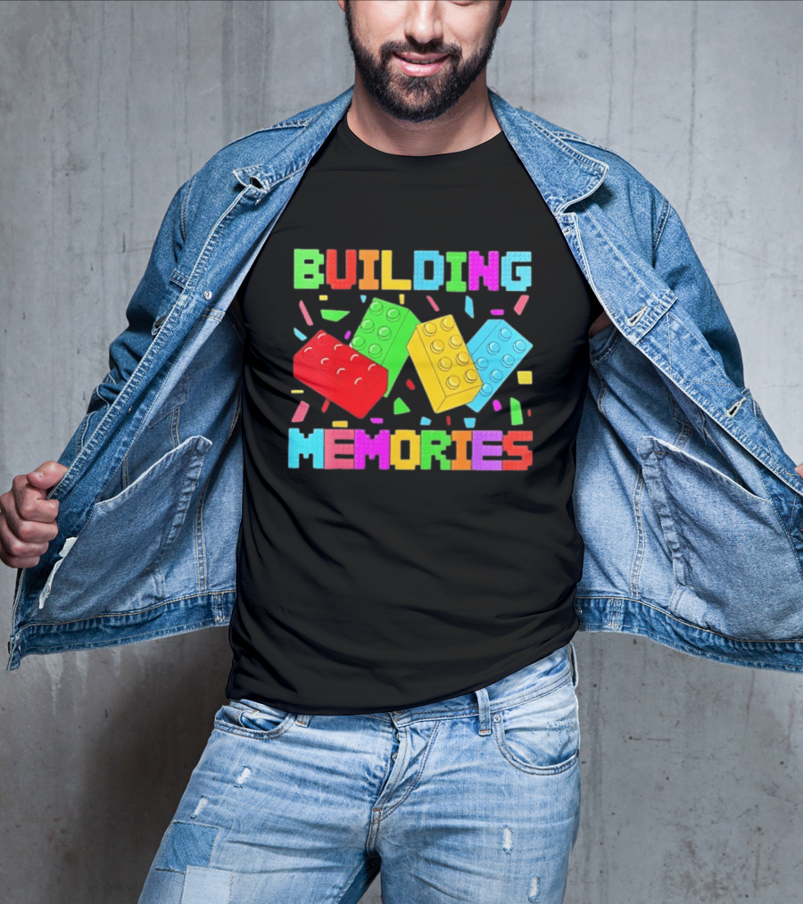 Building Brick Block Memories Colorful Confetti Celebration T-Shirt