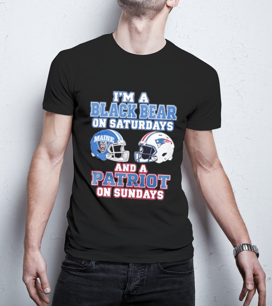 I'm A Black Bear On Saturdays Maine And A Patriot On Sundays T-Shirt