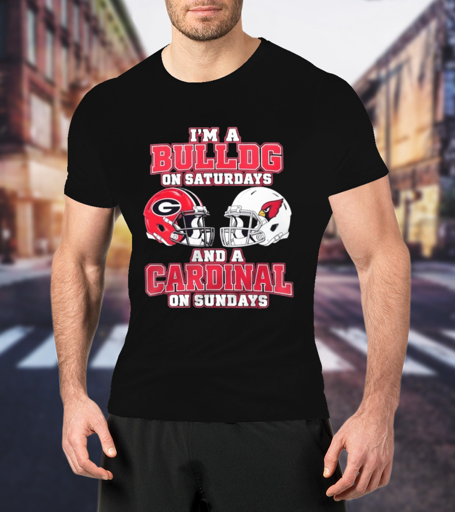 I'm A Bulldog On Saturdays And A Cardinal On Sundays Football Helmets T-Shirt