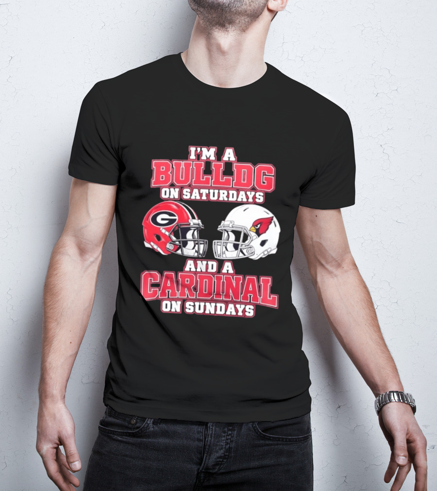 I'm A Bulldog On Saturdays And A Cardinal On Sundays Football Helmets T-Shirt