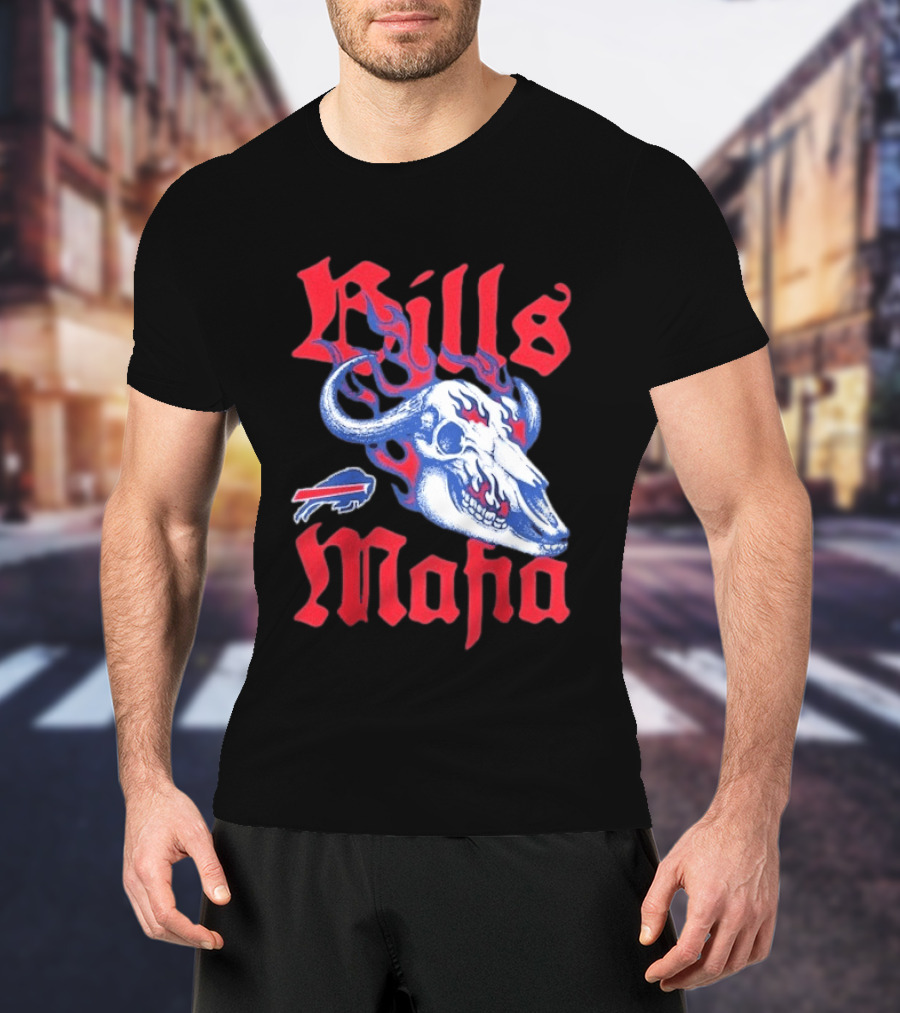 Buffalo Bills Mafia Skull Flames T-Shirt