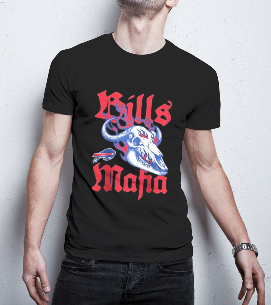 Buffalo Bills Mafia Skull Flames T-Shirt