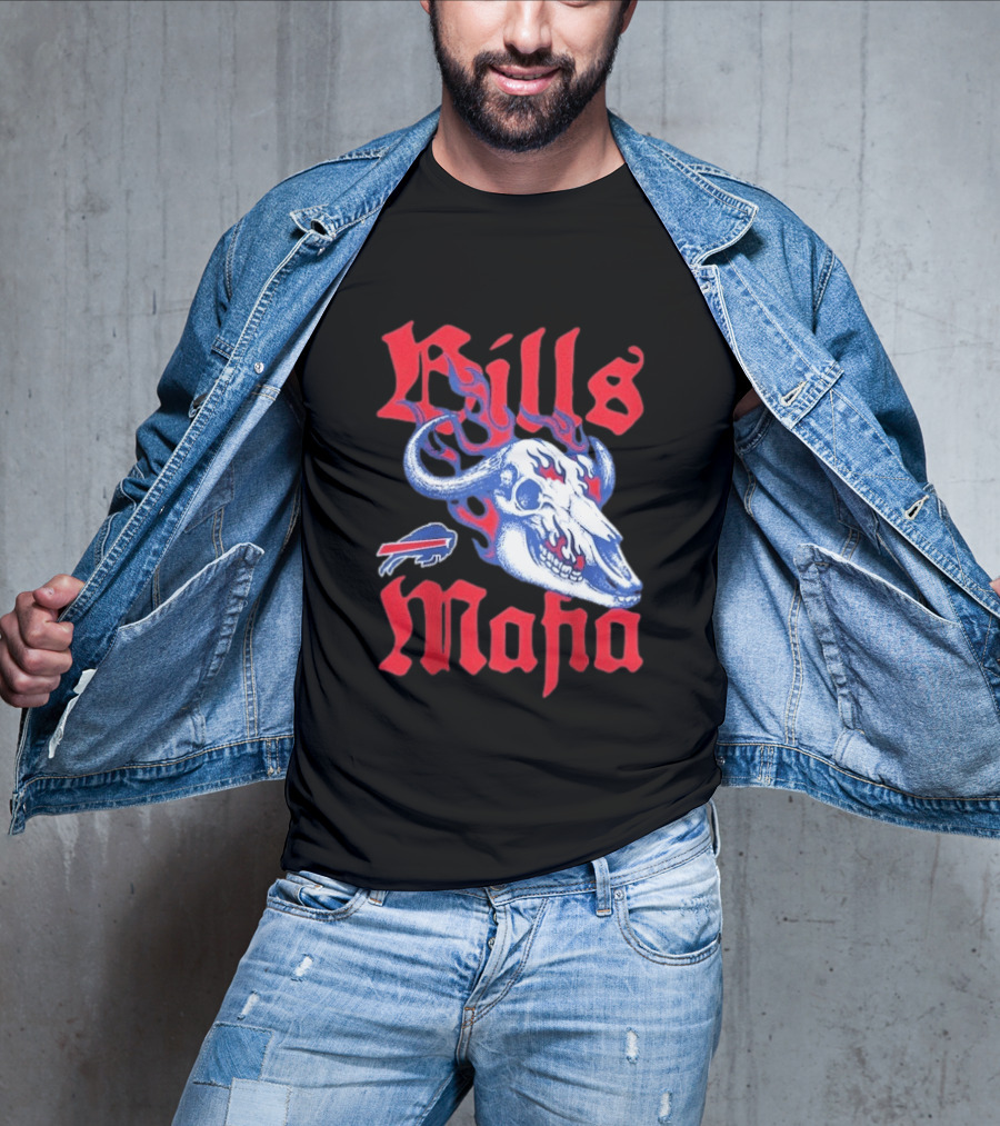 Buffalo Bills Mafia Skull Flames T-Shirt