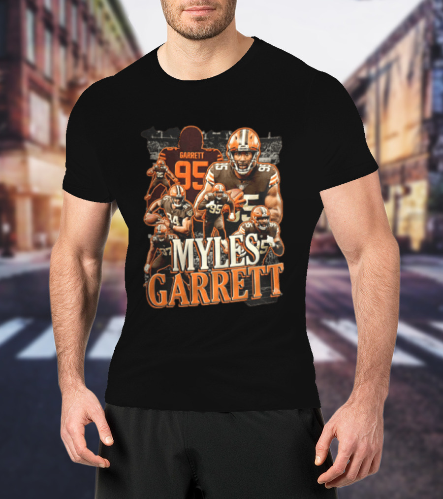 Cleveland Browns Myles Garrett 95 Action Poses Football Player T-Shirt