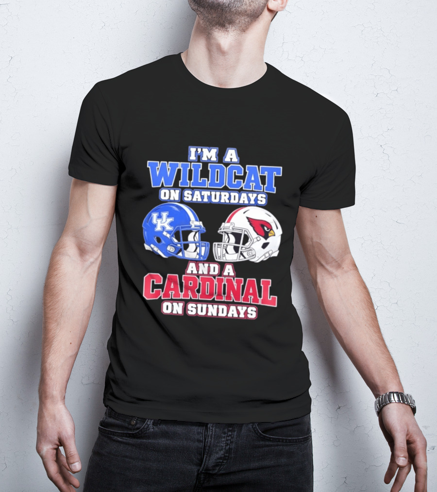 I'm A Wildcat On Saturdays And A Cardinal On Sundays UK And Arizona Football Helmets T-Shirt