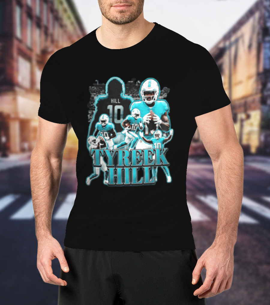 Tyreek Hill Miami Dolphins Football Player Multiple Action Poses T-Shirt