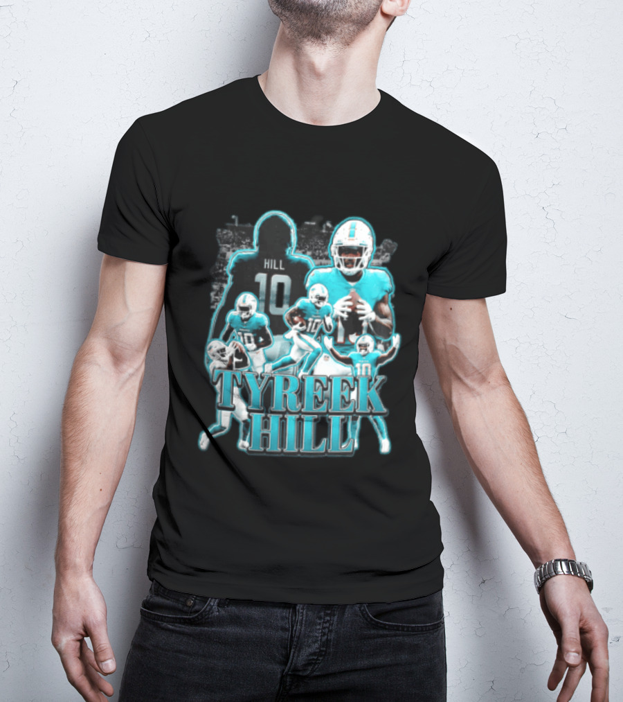 Tyreek Hill Miami Dolphins Football Player Multiple Action Poses T-Shirt