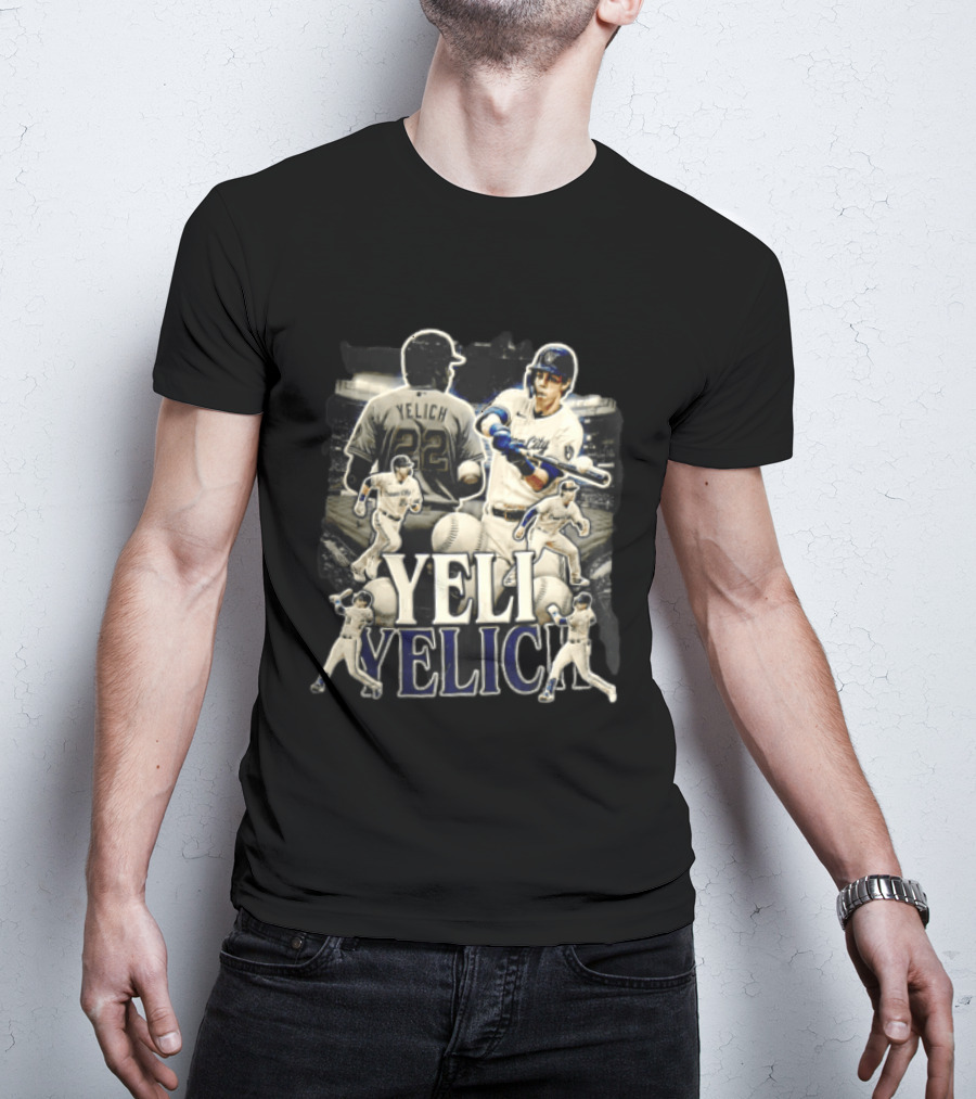 Milwaukee Brewers Yelich Baseball Player Action Poses 22 T-Shirt