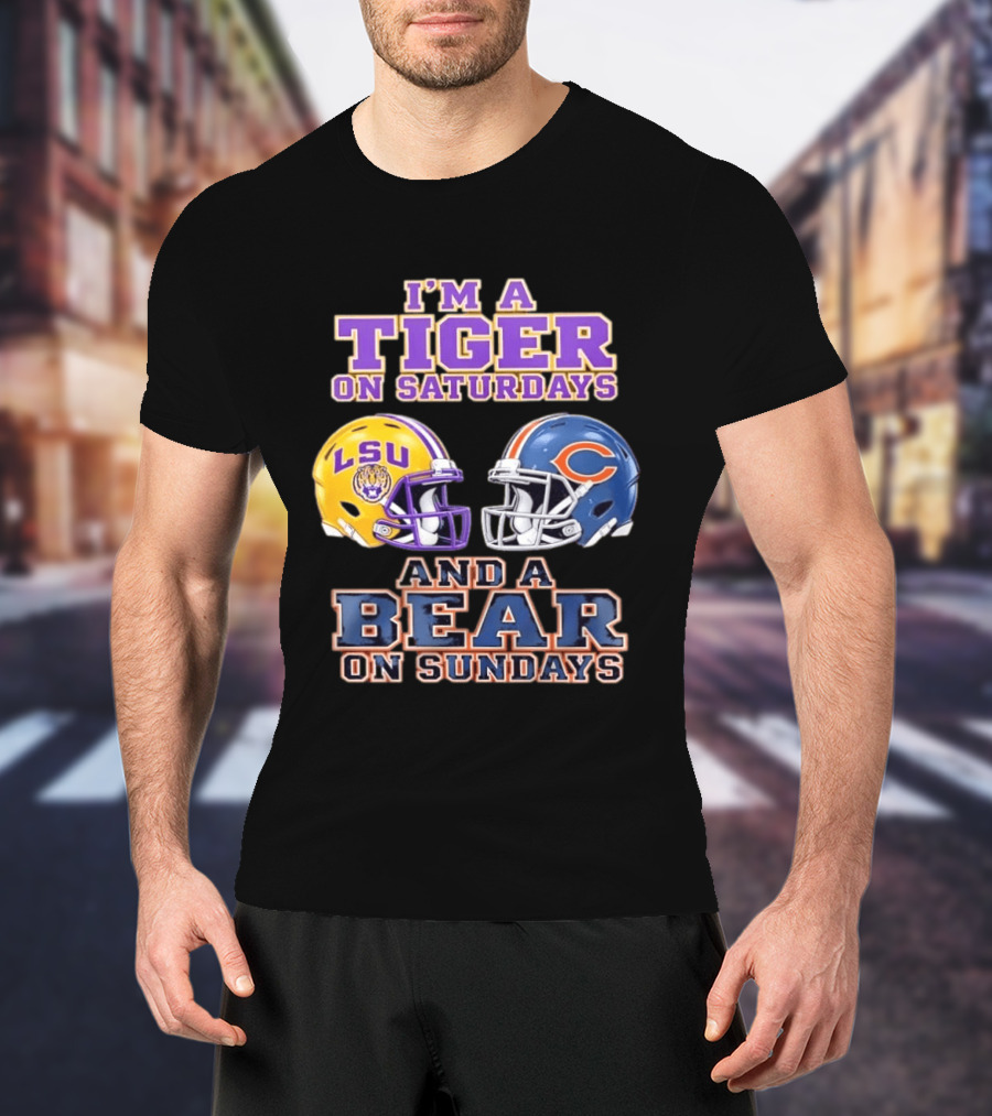 LSU Tigers Saturdays Chicago Bears Sundays Football Fan Gear T-Shirt