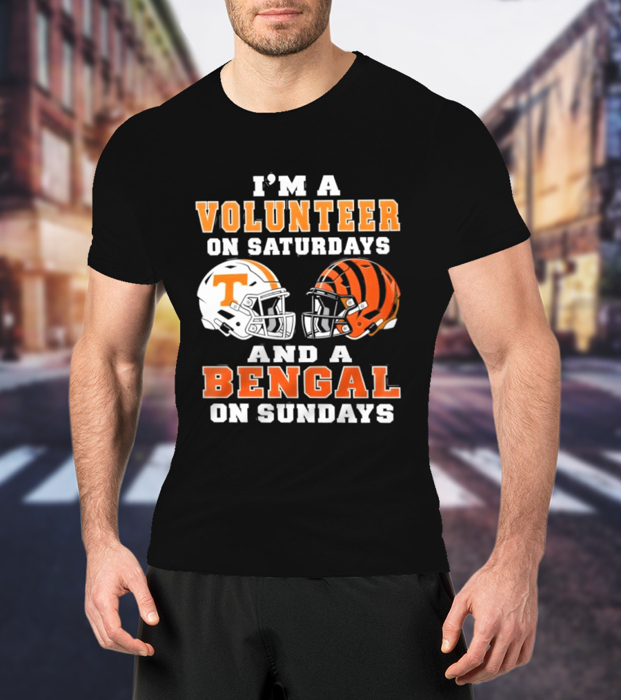 Volunteer On Saturdays Bengal On Sundays Football Helmets T-Shirt