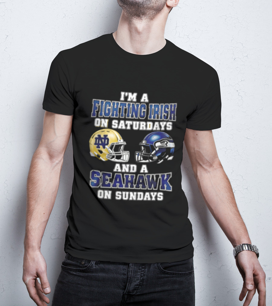 Notre Dame Fighting Irish Saturdays Seattle Seahawks Sundays T-Shirt