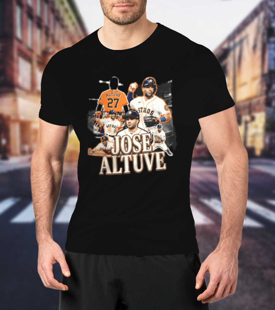 Houston Astros Jose Altuve 27 Collage Baseball Player T-Shirt