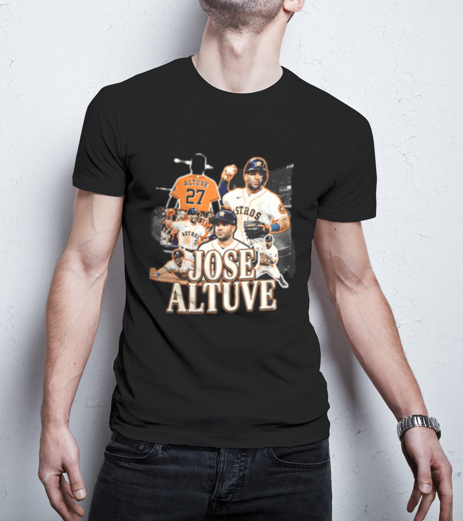 Houston Astros Jose Altuve 27 Collage Baseball Player T-Shirt