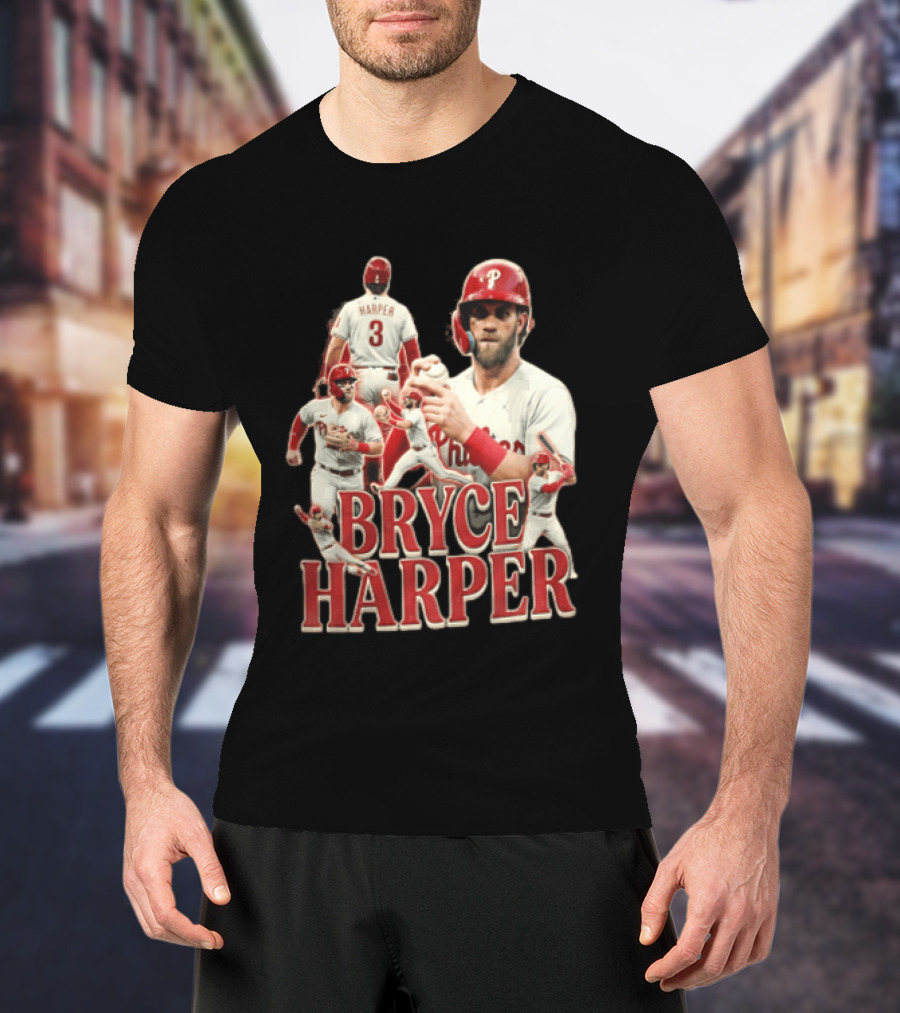 Philadelphia Phillies Bryce Harper Baseball Poses Vintage Look T-Shirt