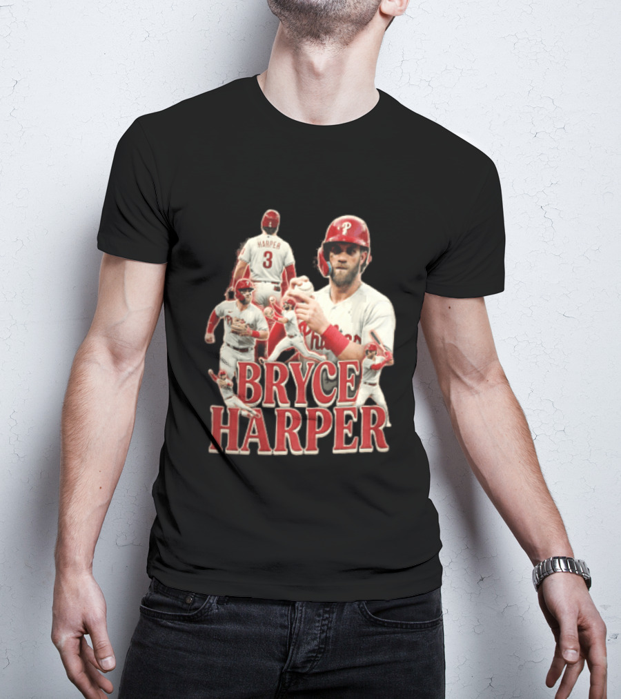 Philadelphia Phillies Bryce Harper Baseball Poses Vintage Look T-Shirt