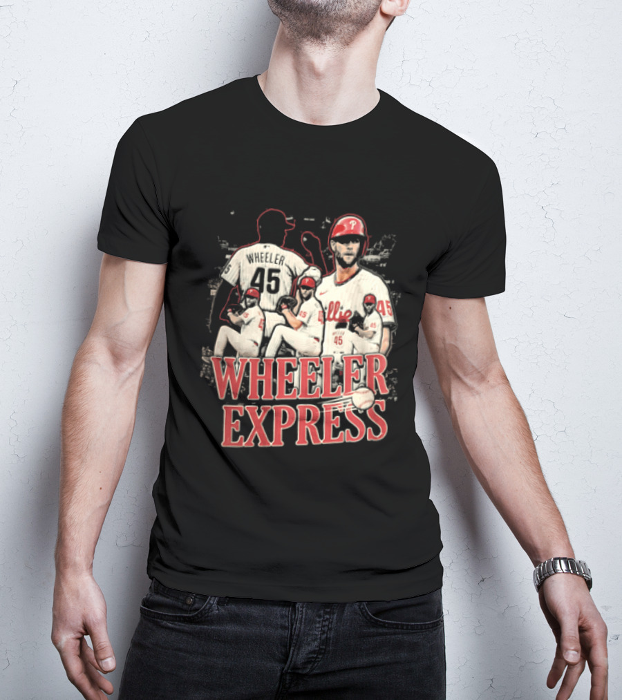Philadelphia Phillies Wheeler Express 45 Pitching Baseball Collage T-Shirt
