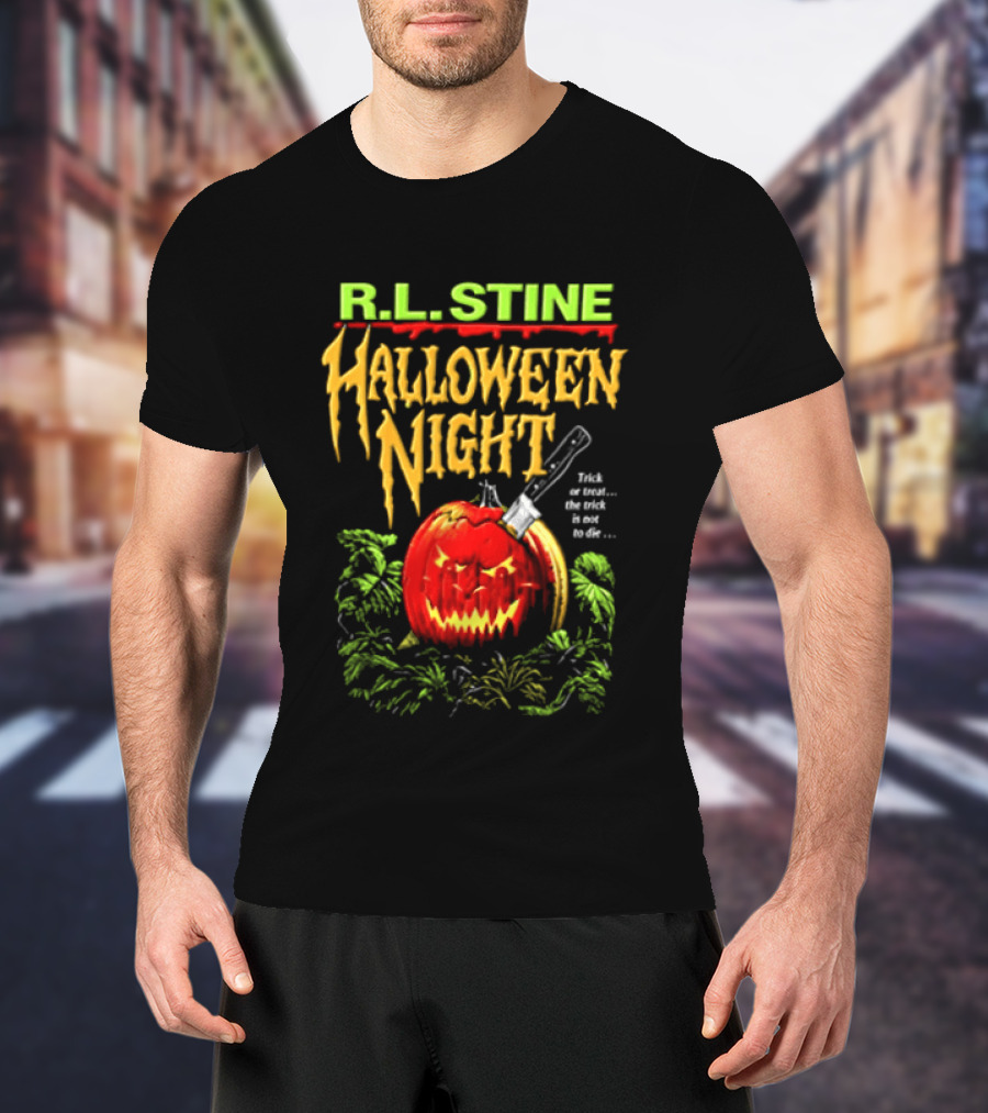 R L Stine Halloween Night Pumpkin Knife Trick Or Treat T-Shirt