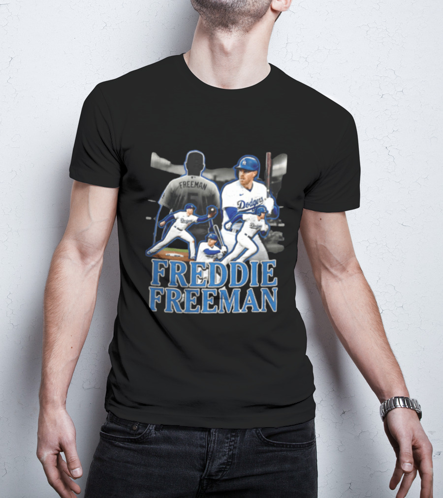 Los Angeles Dodgers Freddie Freeman Baseball Player Action Shots T-Shirt