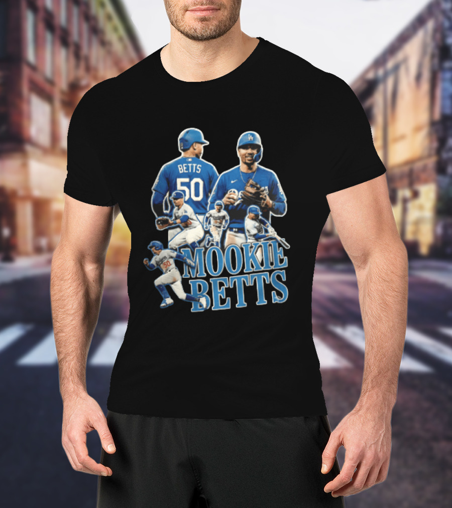 Los Angeles Dodgers Mookie Betts Baseball Player Number 50 Fielding Batting Running T-Shirt