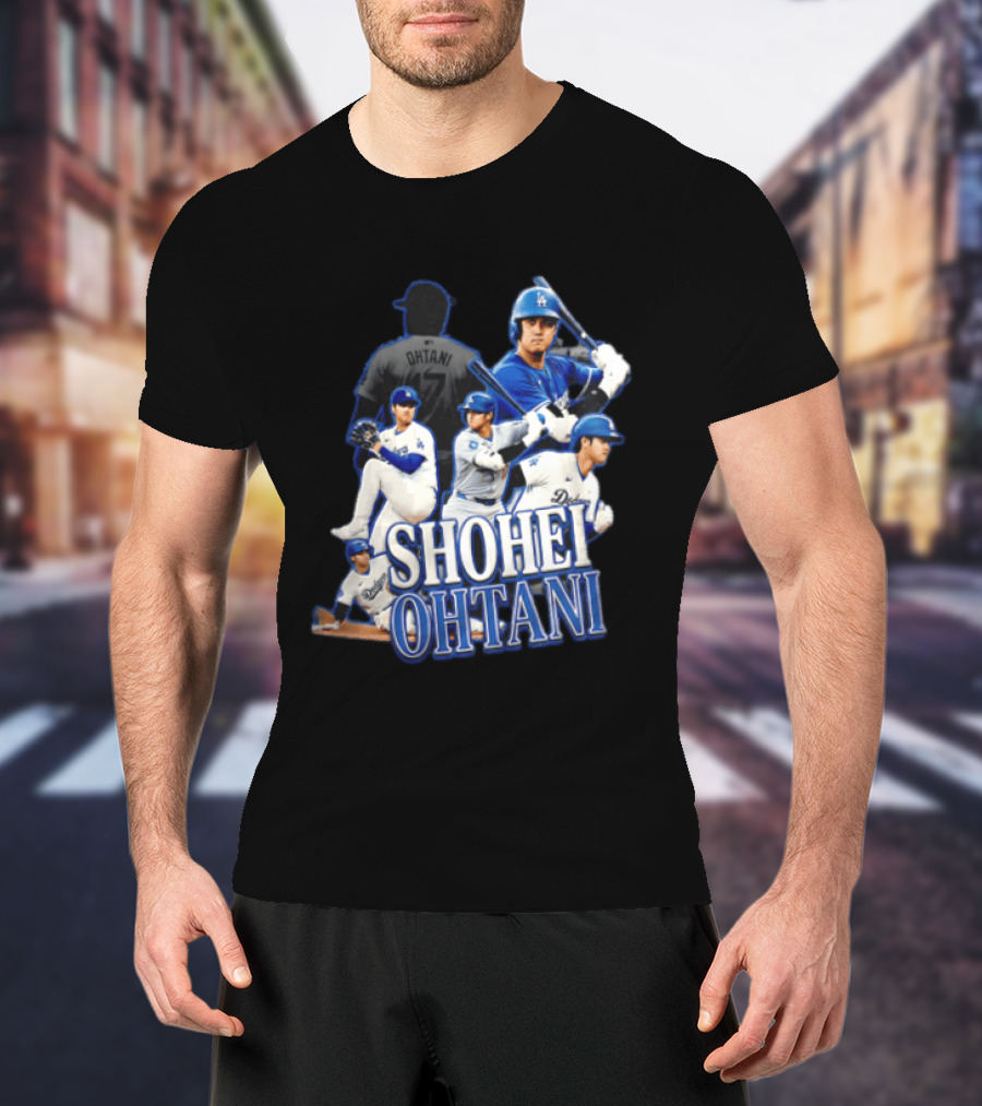 Los Angeles Dodgers Shohei Ohtani Baseball Player Collage T-Shirt
