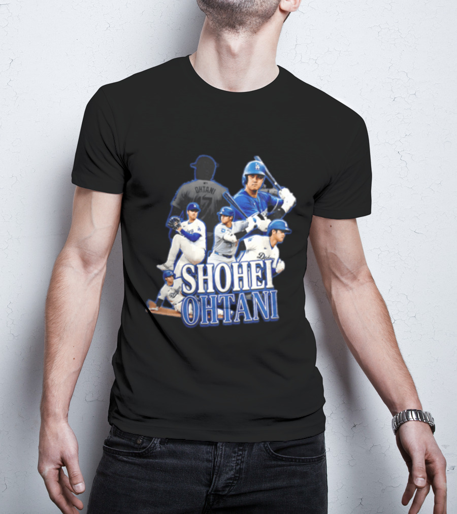 Los Angeles Dodgers Shohei Ohtani Baseball Player Collage T-Shirt