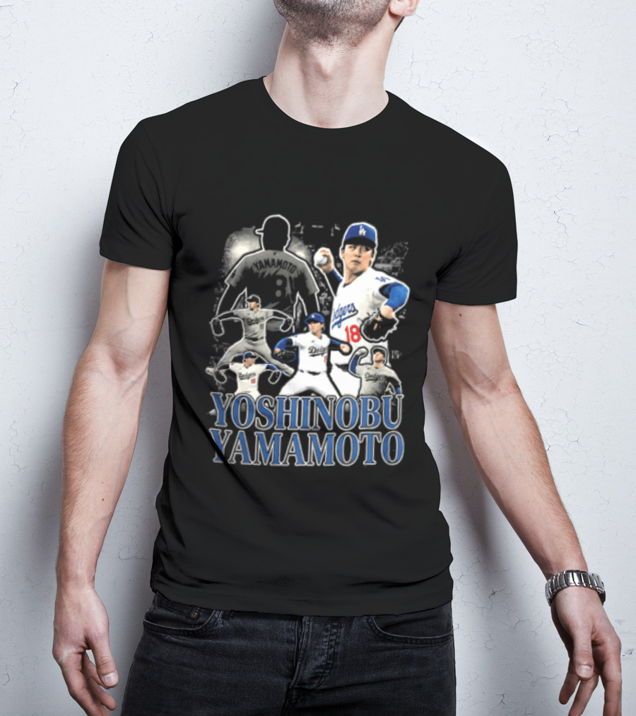 Yoshinobu Yamamoto Los Angeles Dodgers Pitcher Action Poses T-Shirt