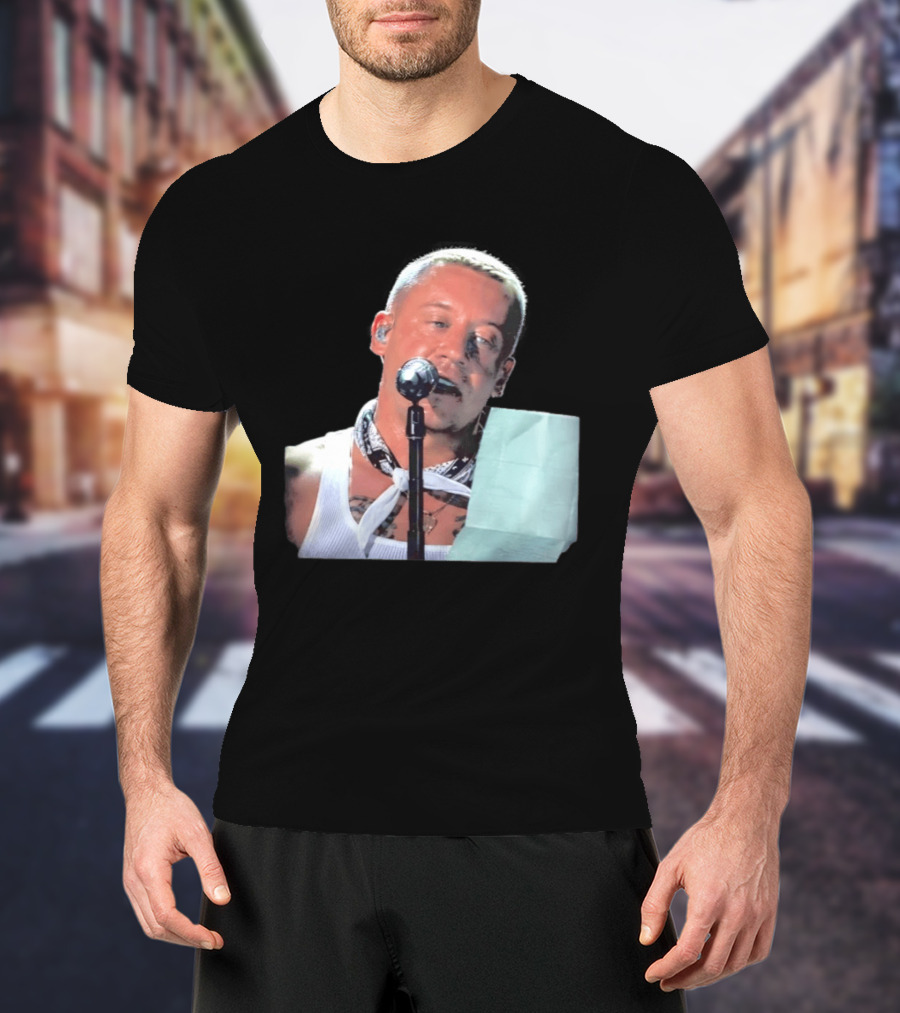 Macklemore White Bandana Performance Look Rapper T-Shirt