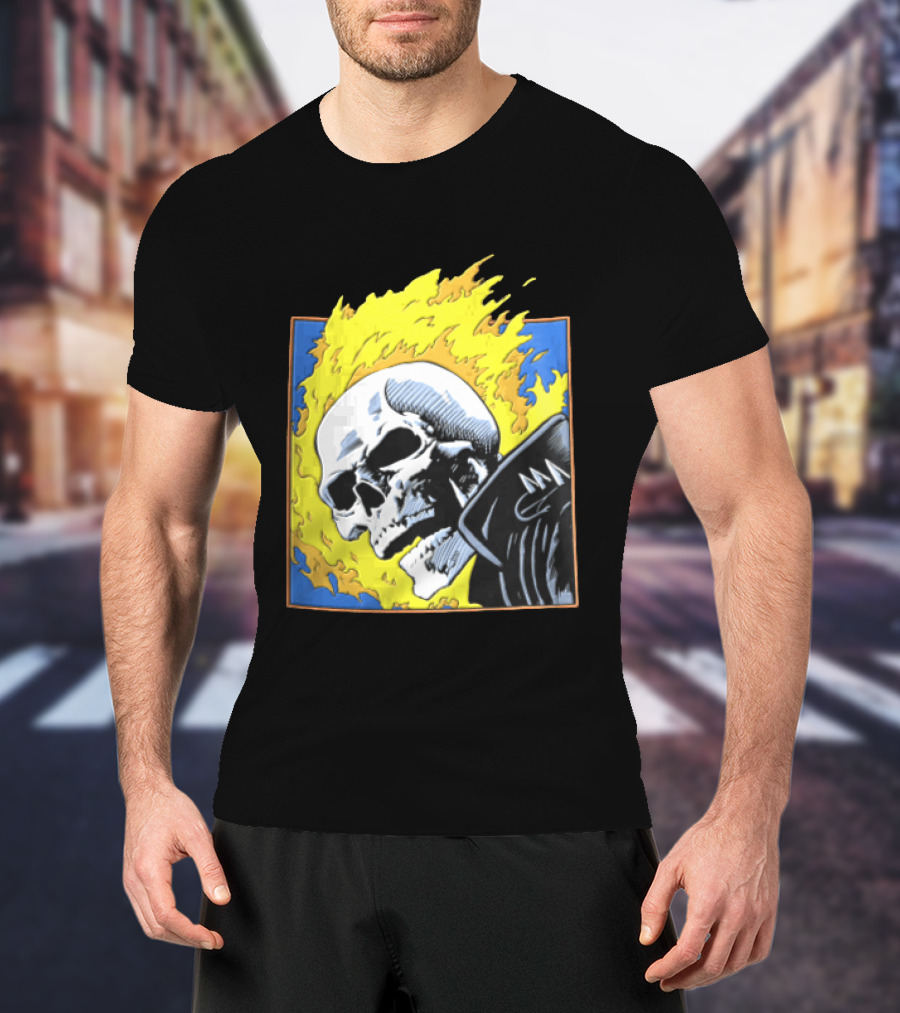 Marvel Ghost Rider Flaming Skull 1976 Comic Cover T-Shirt