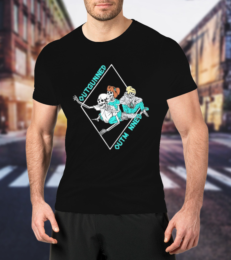 Outgunned Outmanned Skeleton Trio Casual T-Shirt