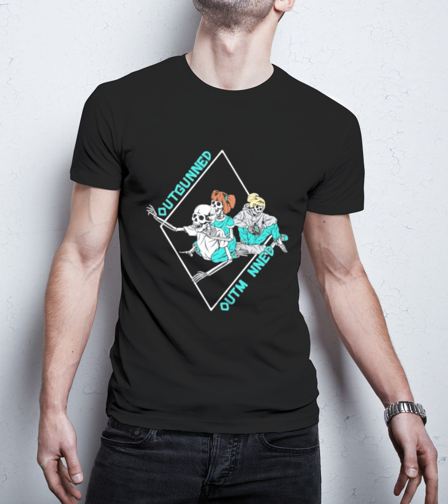 Outgunned Outmanned Skeleton Trio Casual T-Shirt