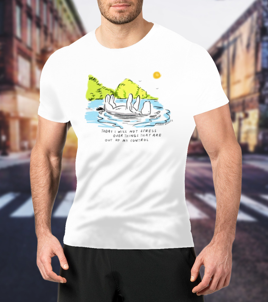 Eeyore Floating Relaxed With Sun Today I Will Not Stress Over Things That Are Out Of My Control T-Shirt