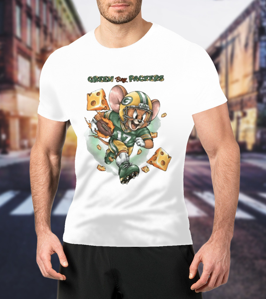 Green Bay Packers 17 Jerry Mouse Football Cheese T-Shirt