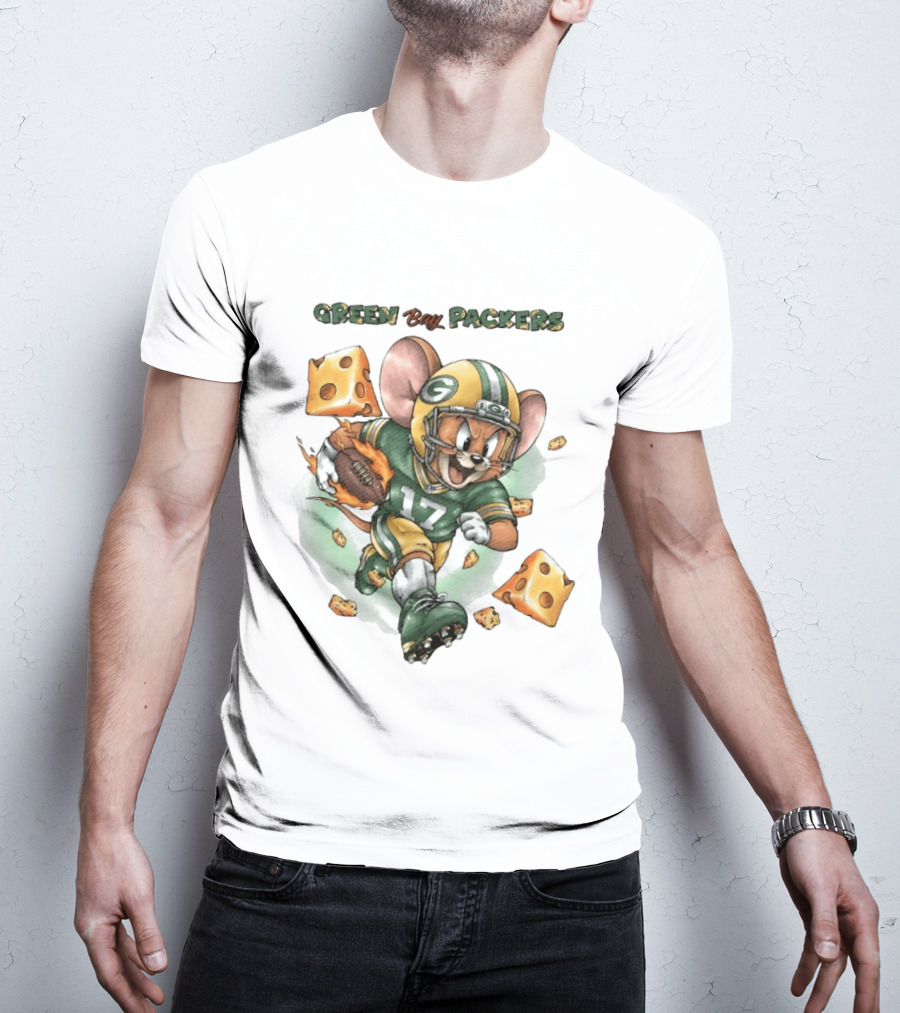 Green Bay Packers 17 Jerry Mouse Football Cheese T-Shirt