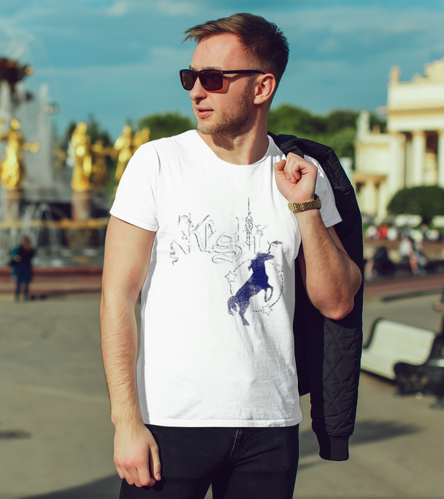 Keshi Stallion Star Circle Horse Blue T-Shirt