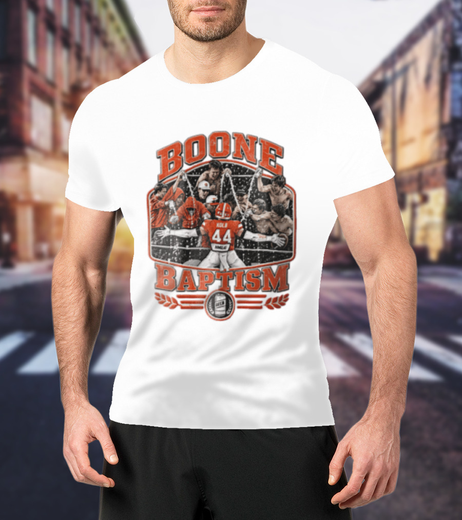 Boone Baptism Kolb Douglas Football Players Spraying Beer Celebration T-Shirt