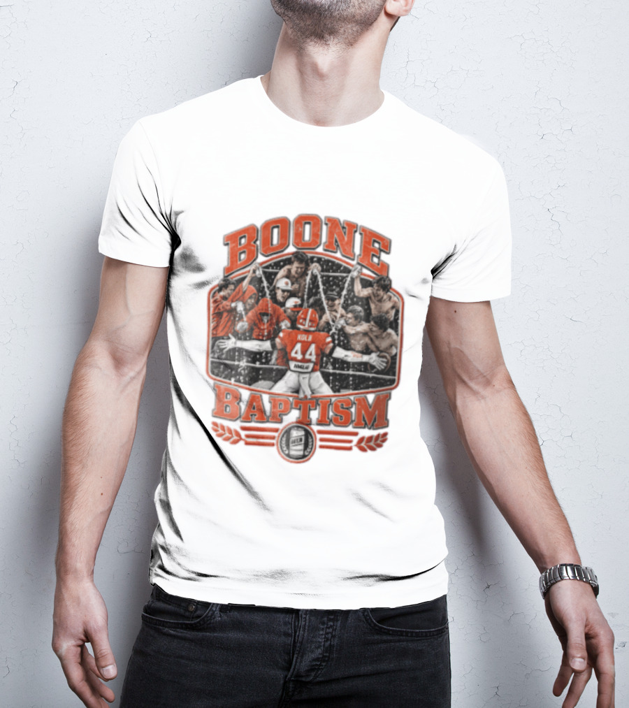 Boone Baptism Kolb Douglas Football Players Spraying Beer Celebration T-Shirt