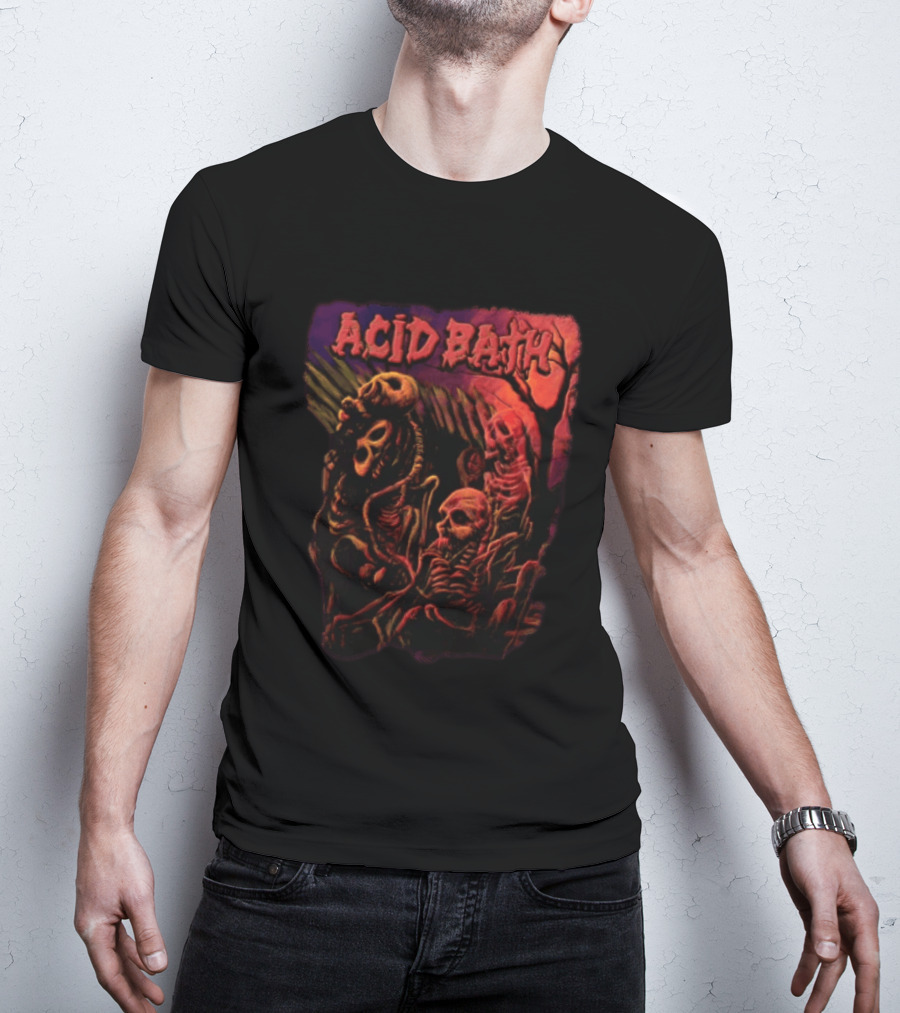 Acid Bath Skeletons And Skulls Allen Jaeger Halloween Horror T-Shirt