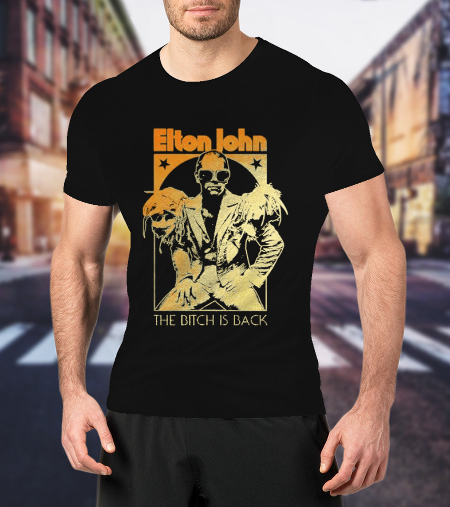 Elton John The Bitch Is Back Retro Style Gold T-Shirt