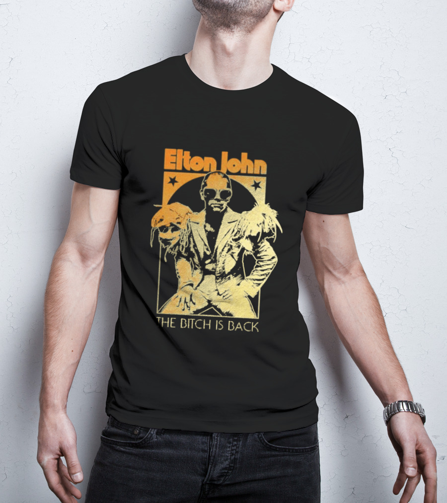 Elton John The Bitch Is Back Retro Style Gold T-Shirt
