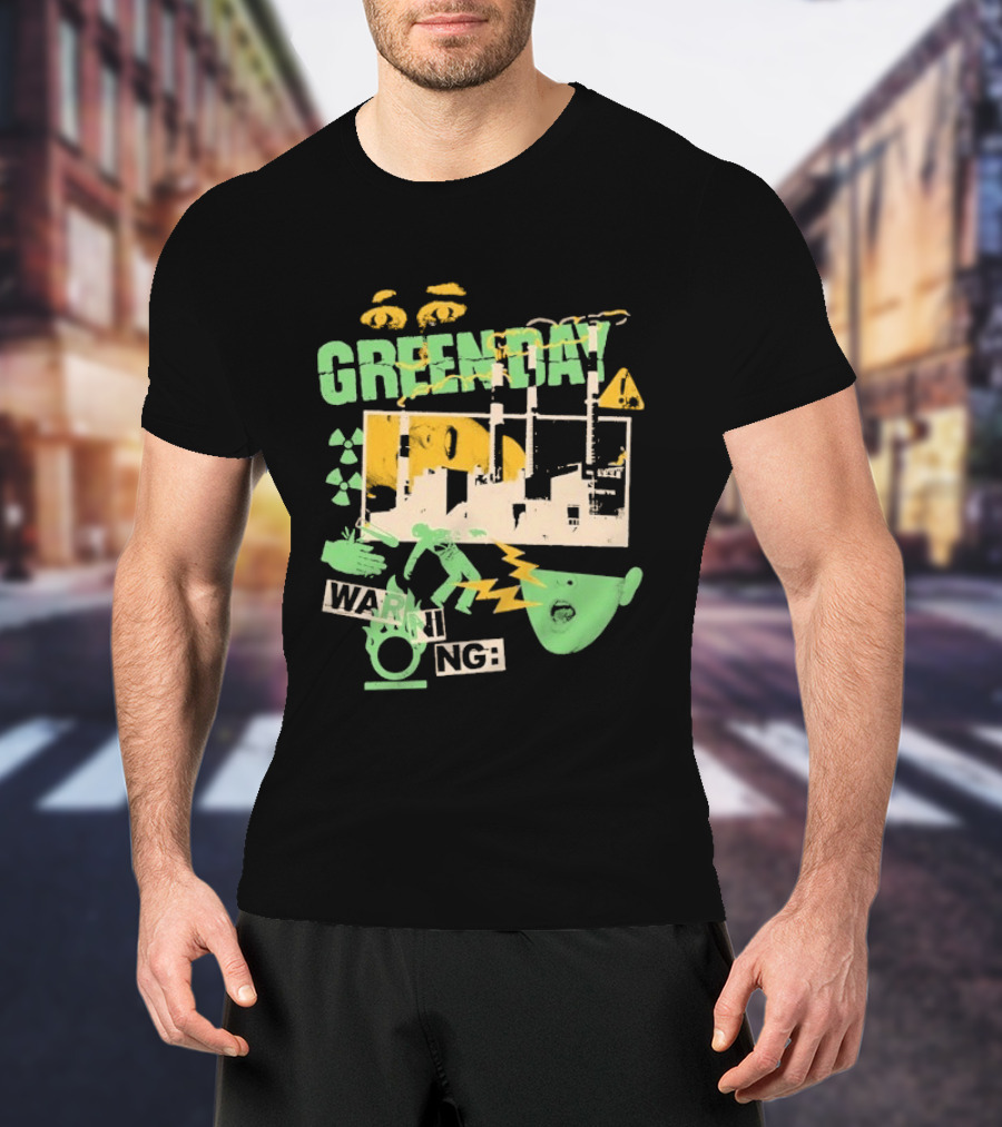 Green Day Warning Power Plant Radiation Hazard T-Shirt