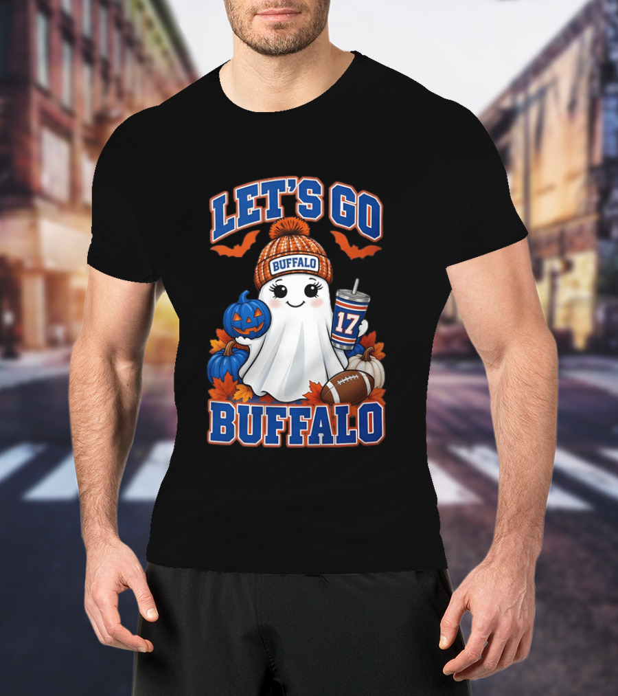 Let's Go Buffalo Halloween Ghost Football Festive Pumpkins 2026 T-Shirt