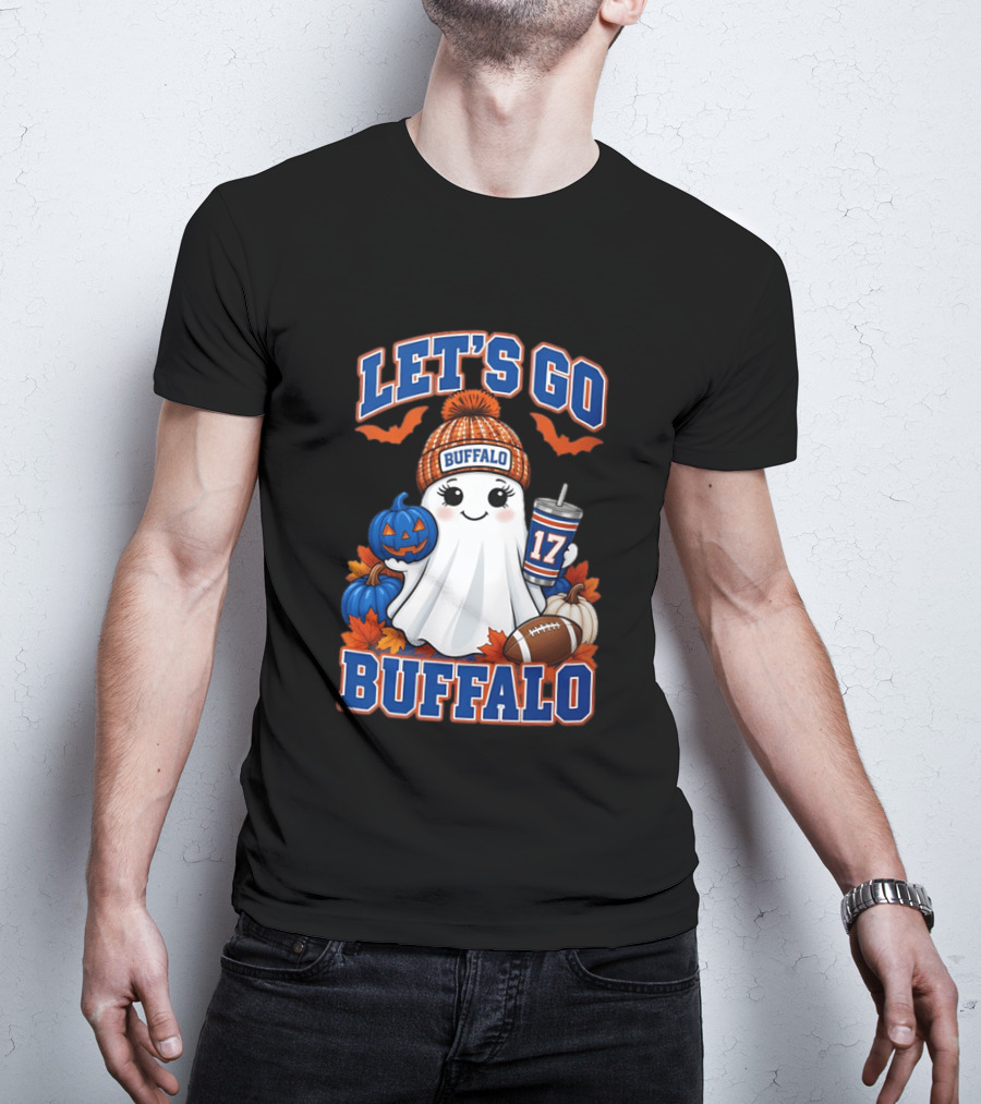 Let's Go Buffalo Halloween Ghost Football Festive Pumpkins 2026 T-Shirt