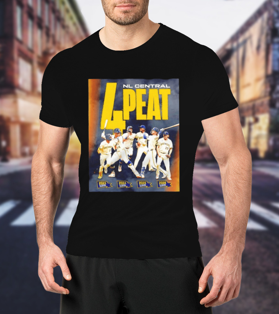 Milwaukee Brewers 4 Peat NL Central Champs 2023 2026 Players Edition T-Shirt