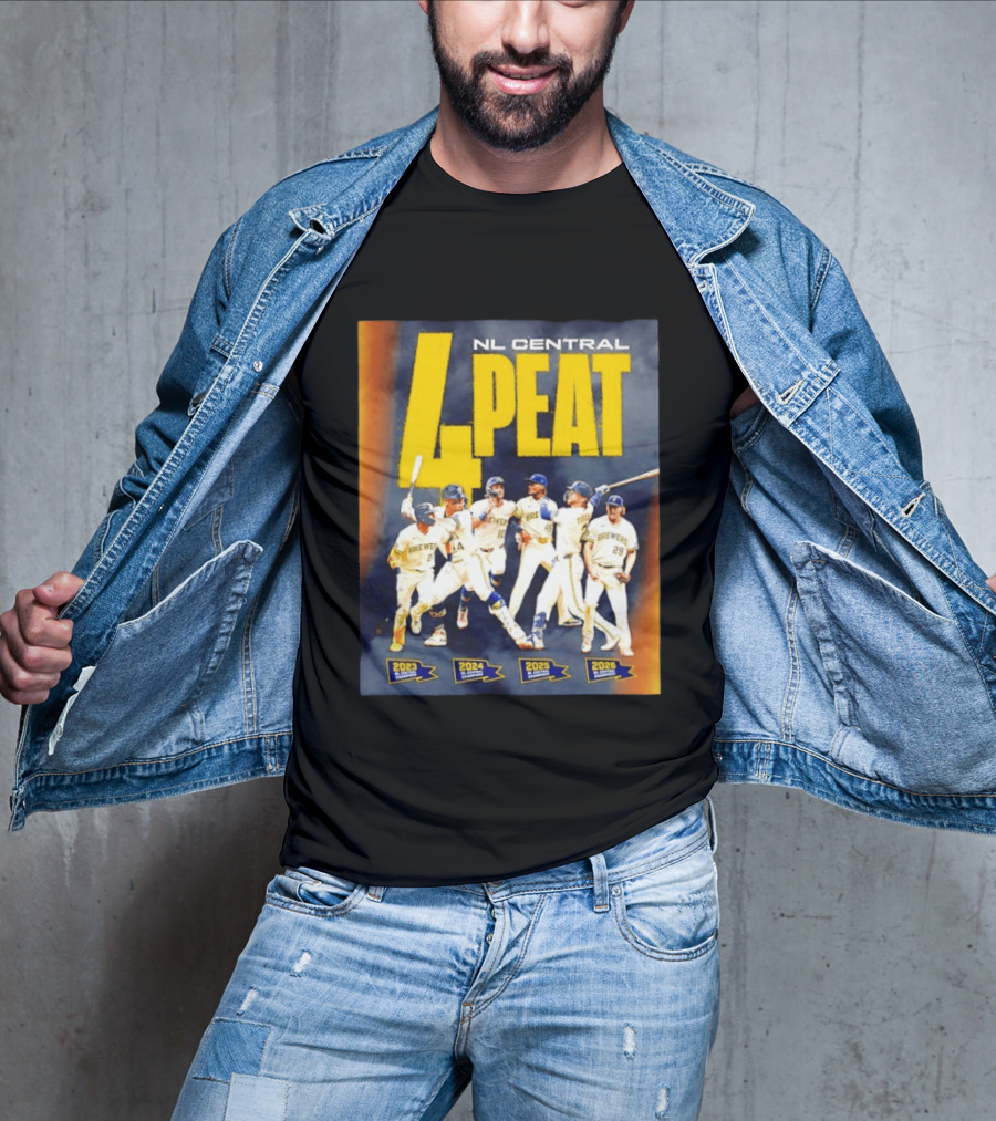 Milwaukee Brewers 4 Peat NL Central Champs 2023 2026 Players Edition T-Shirt